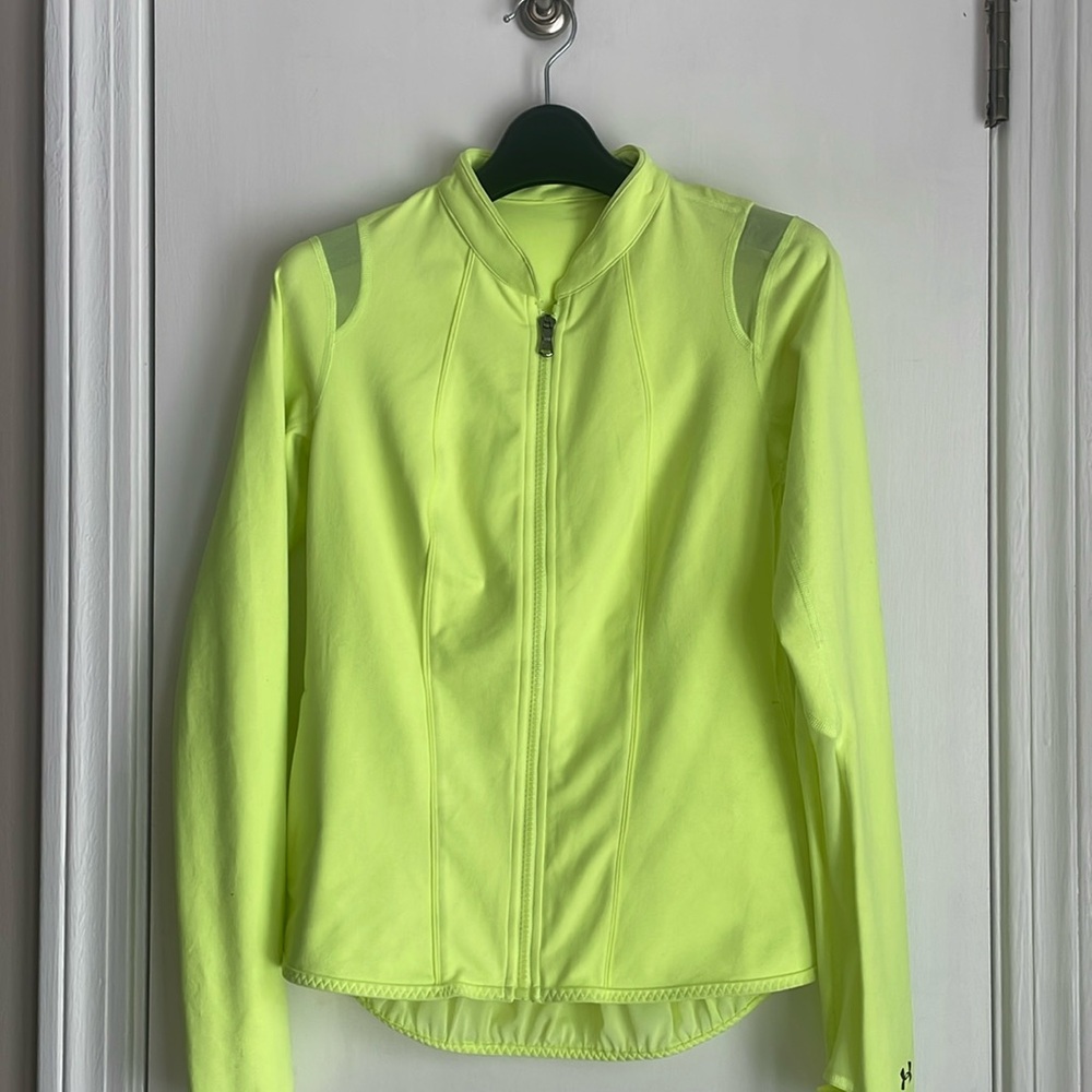 Under Armor Neon Yellow Full Zip Athletic Jacket with Sheer Back XS